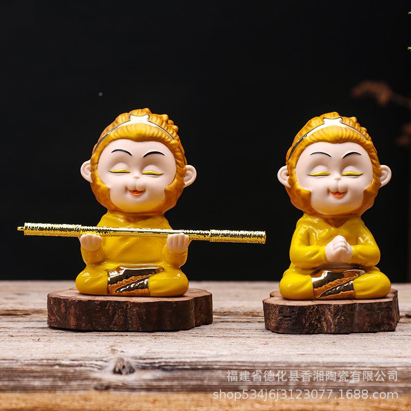 品齐天大圣孙悟件空摆鱼缸造小猴子可景养精405茶宠陶瓷平安车载