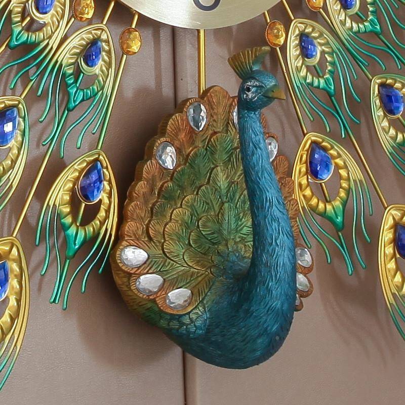 U3欧Q孔雀挂钟客厅式钟钟表创意时钟饰310家用装挂表壁钟静音电子