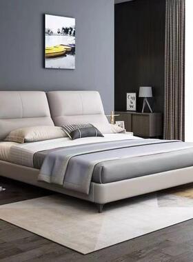 意式轻皮床简约现代奢小户型1床.8双人主卧婚床米1.5m储物软包LCU