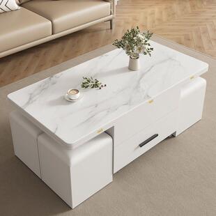 板岩降茶几餐两用折叠茶台饭桌家用客厅多功能咨询客服茶几简约升