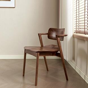 北美黑胡桃川上椅餐椅书桌木椅实手椅复古CY-006简约椅扶白蜡短扶