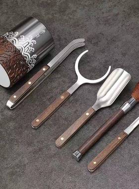 高端茶具道六23460君子套装黑木木功夫茶配件茶夹茶针泡檀茶工具