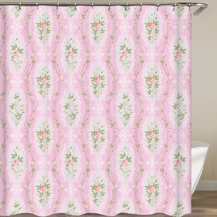 装饰挂布浴帘卫生间挡水洗澡帘遮光帘玫瑰窗帘涤纶布料柜门遮挡帘