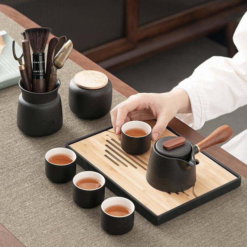 日式黑陶茶具套装家用简约侧把茶壶喝茶杯干泡茶盘整套泡茶小套装,纺织面料/辅料/配套,纺织机械配件,淘宝优惠券,粉丝福利购,淘宝优惠卷