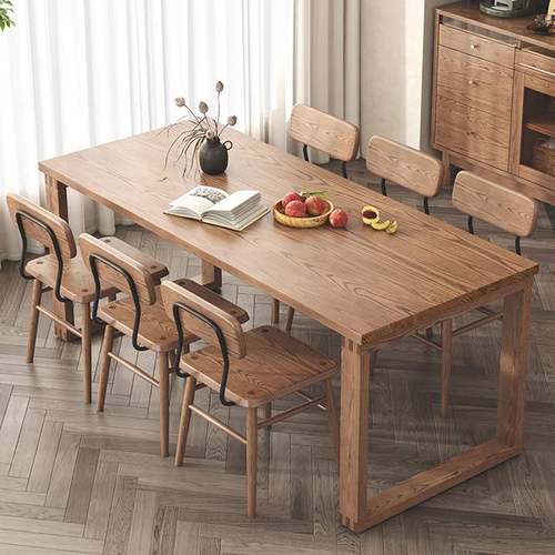 全实木餐桌北欧小户型家用长方形饭桌白蜡木日式多功能大板工作台