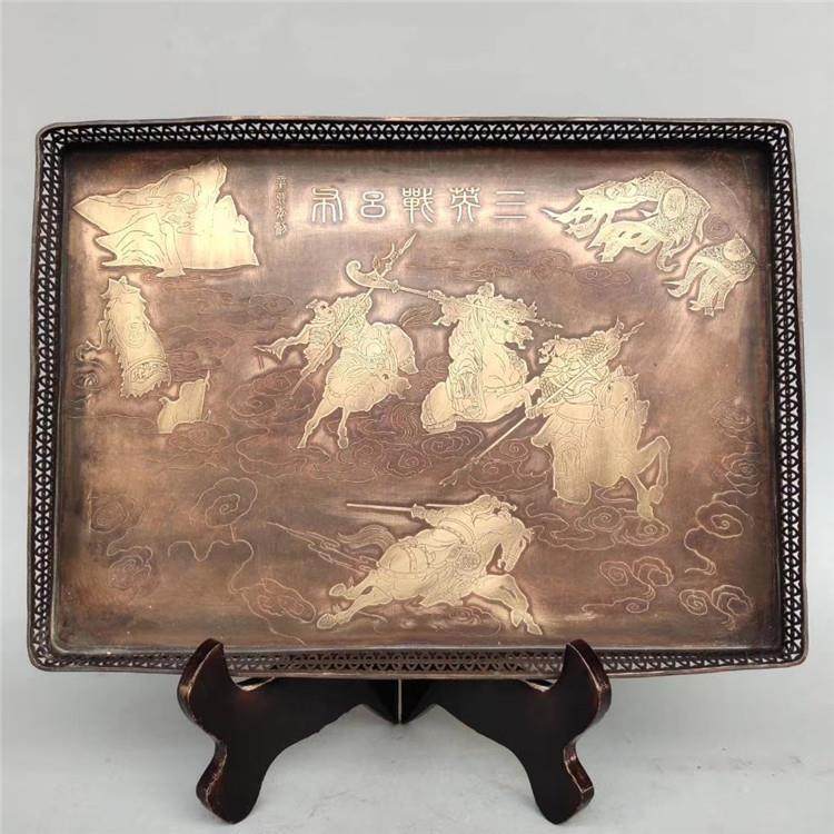 古玩工艺品复古做旧（铜赏盘三莽战吕布屏风茶盘）摆件,纺织面料/辅料/配套,纺织机械配件,淘宝优惠券,粉丝福利购,淘宝优惠卷