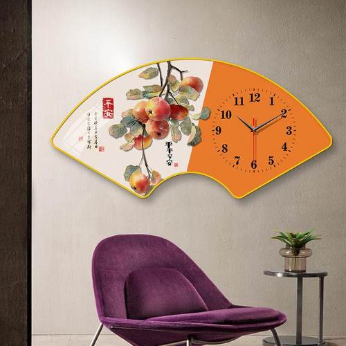 扇形挂墙挂钟钟表免打孔上墙餐厅卧室客厅简约现代轻奢时尚钟表