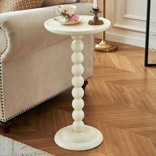 一具一家美式全实木边几核桃木白色实木角几客厅沙发边珍珠圆几