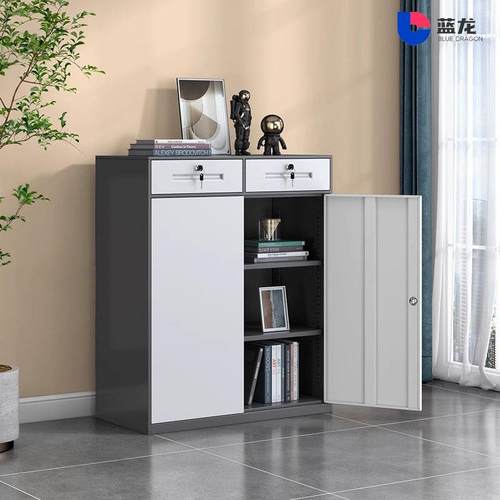 二斗矮柜办公室铁皮文件柜财务资料储物柜带锁抽屉柜工具收纳柜子