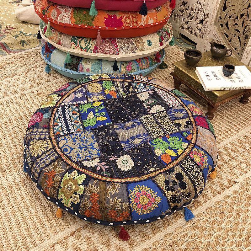 印度刺绣蒲团名族风榻榻米蒲团超大地板飘窗座垫阳台瑜伽打座坐垫