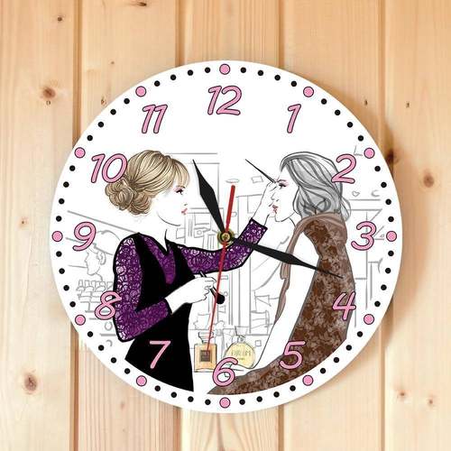 美女画眉图案时尚挂钟客厅家用极简约挂钟北欧创意挂墙钟表