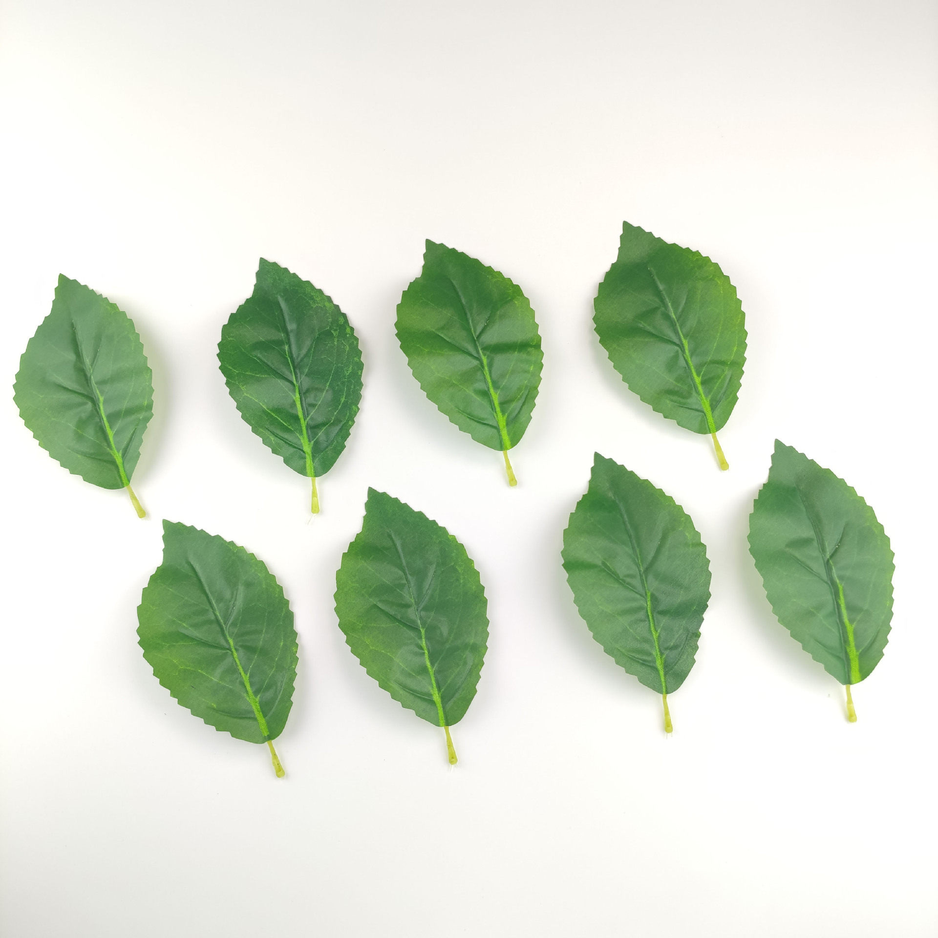 厂家供应单片叶丝印香皂花叶丝网花叶仿真玫瑰叶三片射骨叶