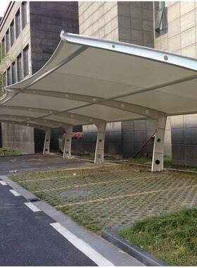 膜结构停车棚供应白色pvc膜布膜结构车棚湖南停车场汽车雨篷