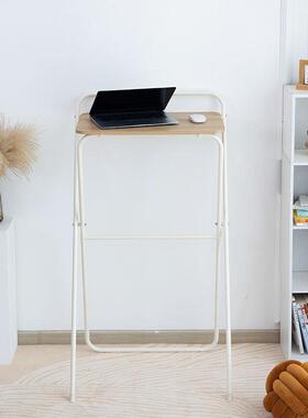 批现代简约折叠吧台桌站立小高桌加高阳台窄条办公家用学习白色1.