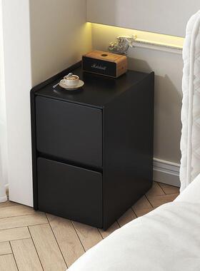 实木窄床头柜25cm30公分家用黑色轻奢夹缝柜床边柜小型迷你收纳柜