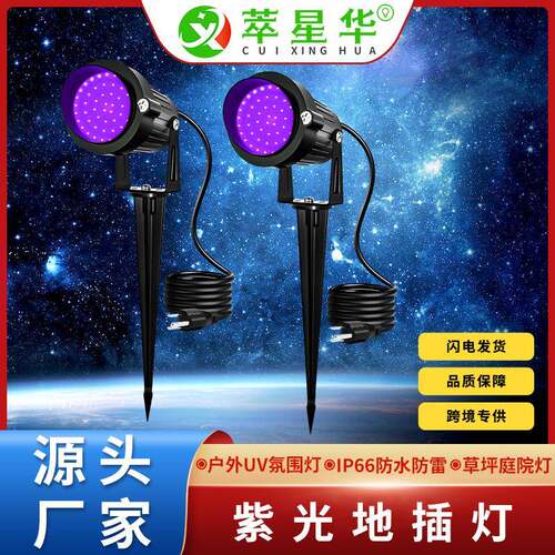 UV紫光草坪灯户外防水led庭院别墅花园灯万圣节派对紫光地插灯