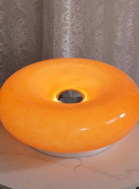 橙色玻璃台灯甜甜圈灯家居装饰卧室床头灯可调光led灯创意灯饰