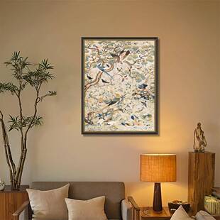 新中式中国风餐厅玄关单幅黑金实木边框装饰画中古风艺术客厅挂画