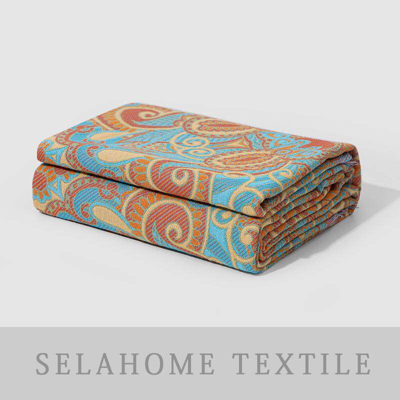 直播供货210*110尺寸纯棉北欧风多功能流苏毯沙发巾