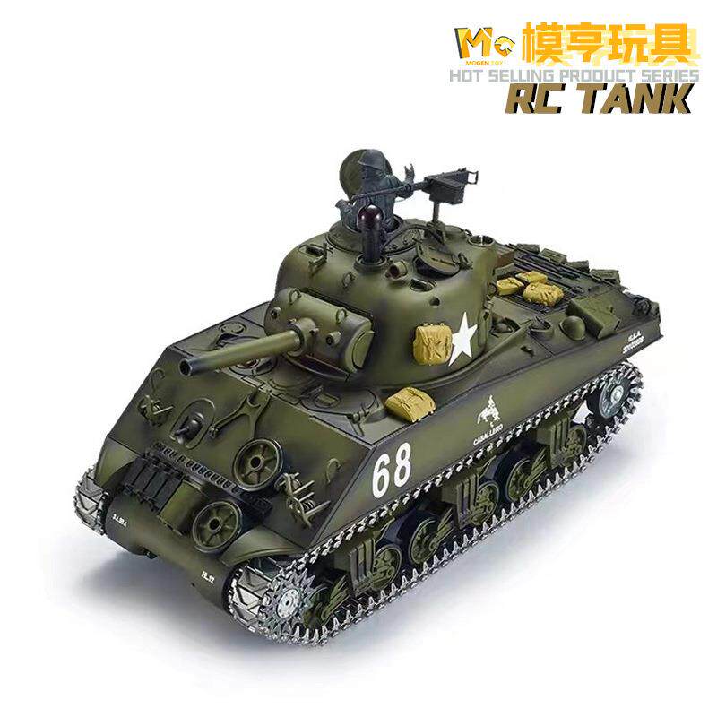 恒龙美军M4A3谢尔曼1:16遥控坦克越野车模型仿真声效商用3898