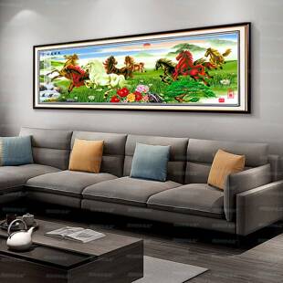 蒙娜丽莎皇室十字绣骏马腾飞新版大幅中国风国画风景客厅书房