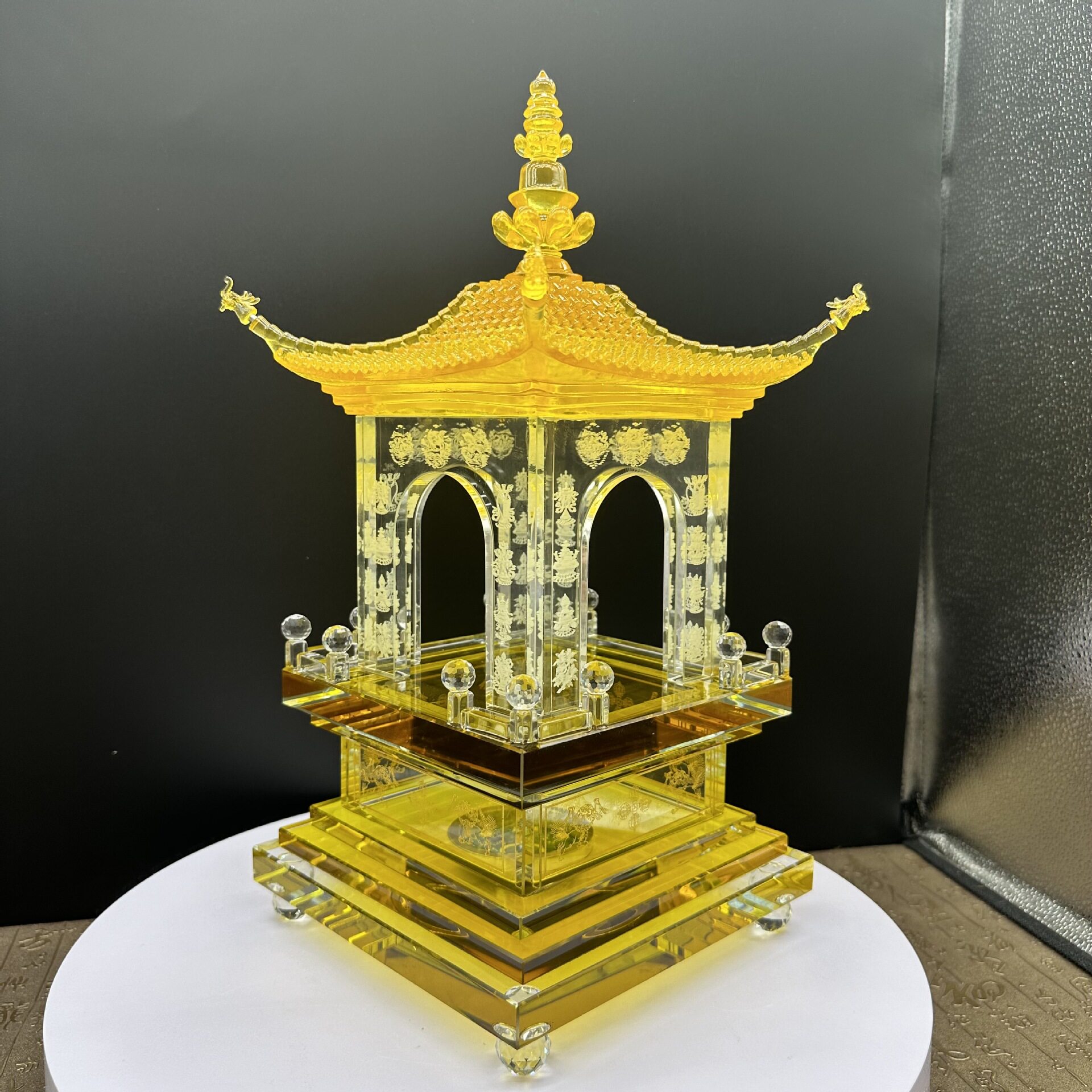 水晶佛塔批发可插底座带LED七彩灯供奉佛塔摆件如意宝塔水晶工艺