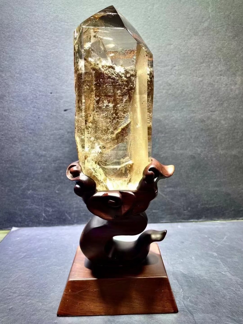 天然彩幽灵水晶柱老矿绿幽灵聚宝盆千层山水晶幽灵原石摆件