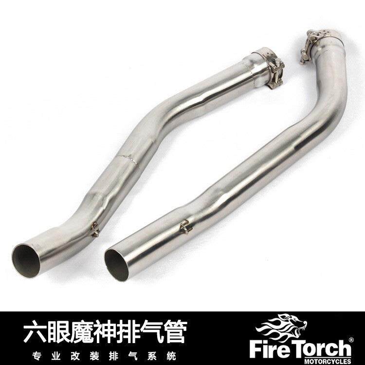 适用摩托跑车ZZR1400中段连接管改装六眼魔神ZX-14R排气管06-16年