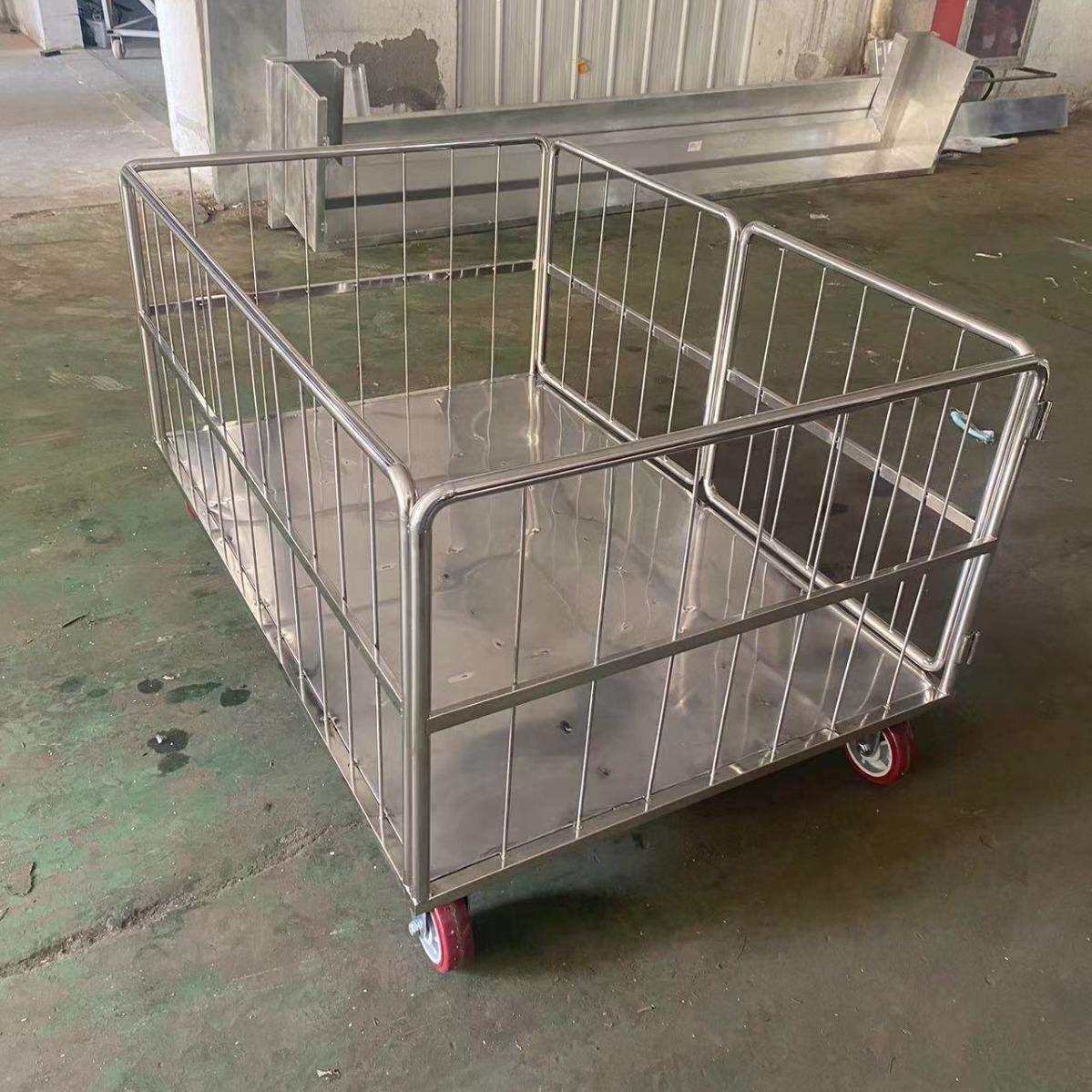 供应仓储重型笼铁笼子网线框式服装厂平板车制衣厂周转车折叠车