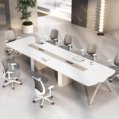 白色会议桌简约现代简约小型会议室桌椅组合长条桌洽谈桌椅条形桌