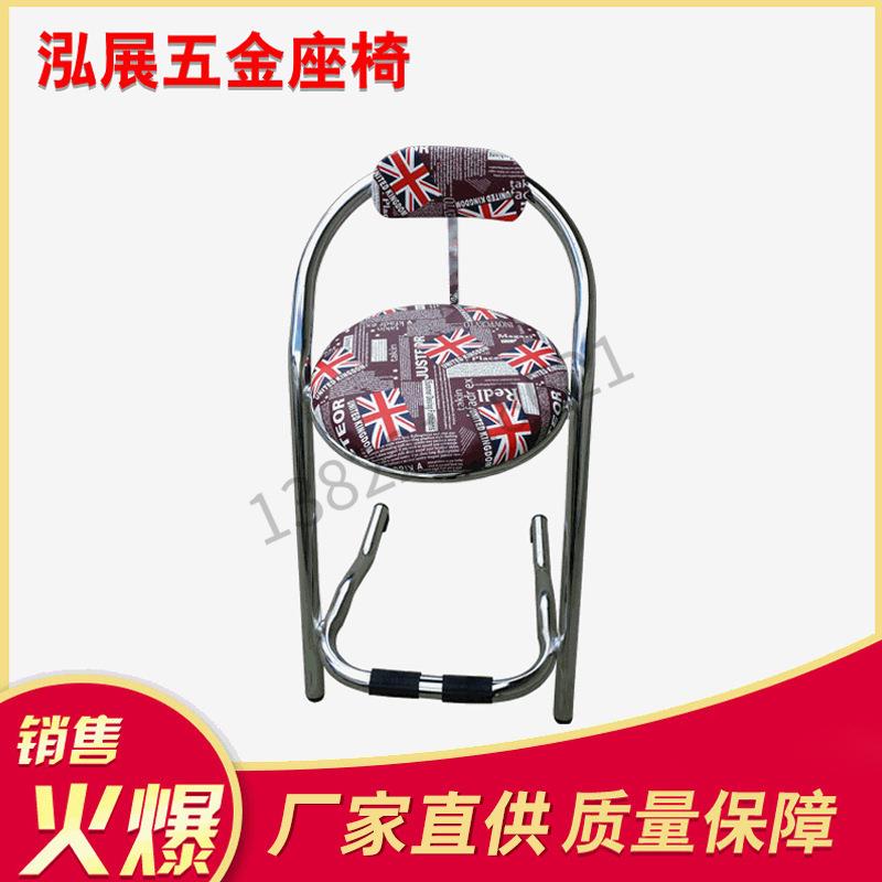 不锈钢管靠背高弹海绵座椅饭店酒吧游戏机厅复古印花餐椅