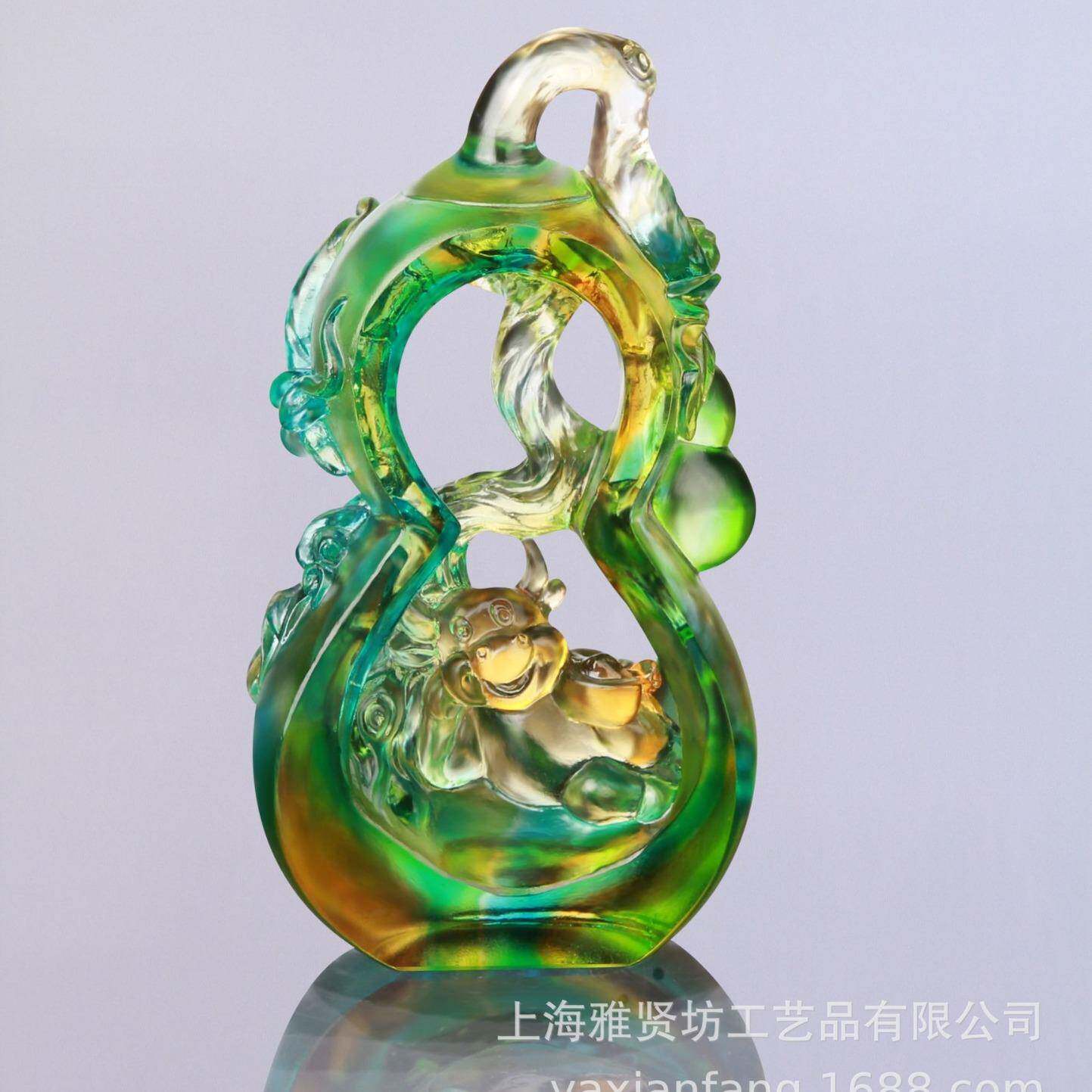 生产古法琉璃牛摆件古法琉璃脱蜡烧制琉璃牛摆件