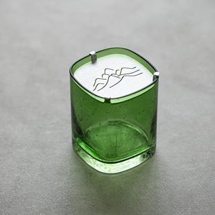 悬挂式气泡玻璃茶洗建水带盖琉璃水盂茶台废水缸茶渣桶茶滤