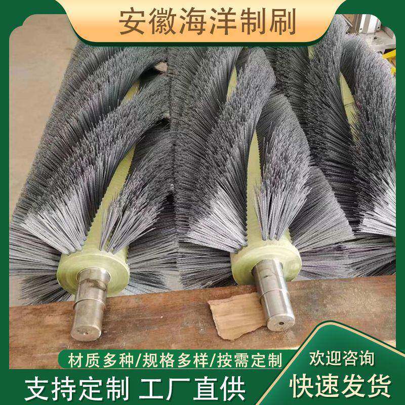 定制太阳能清洁毛刷辊钢丝滚筒刷毛刷轮清洁刷清洗除尘抛光刷