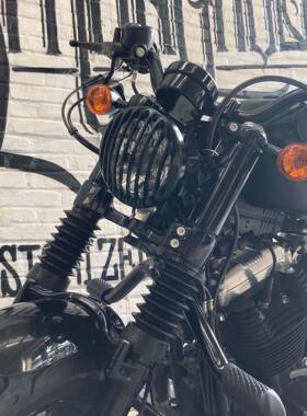 适用哈雷改装x48前叉避震套筒铝合金黑化6件套加粗防尘套