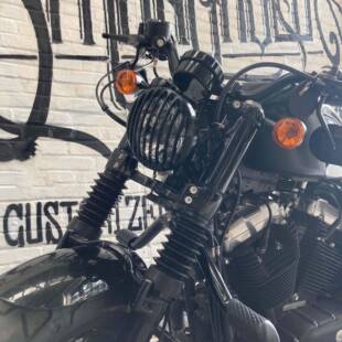 适用哈雷改装x48前叉避震套筒铝合金黑化6件套加粗防尘套