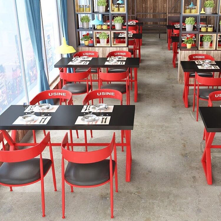 面馆实木桌椅饭店小吃店餐桌椅组合夜宵烧烤甜品简约现代经济桌椅