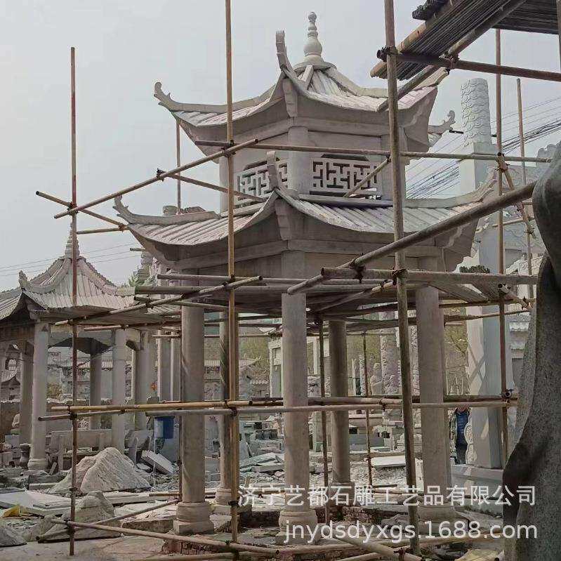 园亭林户外石亭子石雕凉亭石材长廊公园别墅中式庭院六角石亭