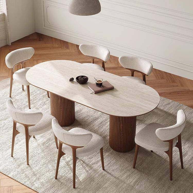 法式复古实木餐桌椅洞石岩板小户型胡桃色椭圆形设计师餐桌奶油风,节庆用品/礼品,新娘配件,淘宝优惠券,粉丝福利购,淘宝优惠卷