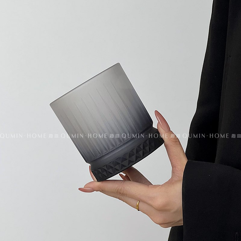 趣皿  磨砂灰玻璃喝水杯子高颜值女家用饮料杯酒杯办公室咖啡杯