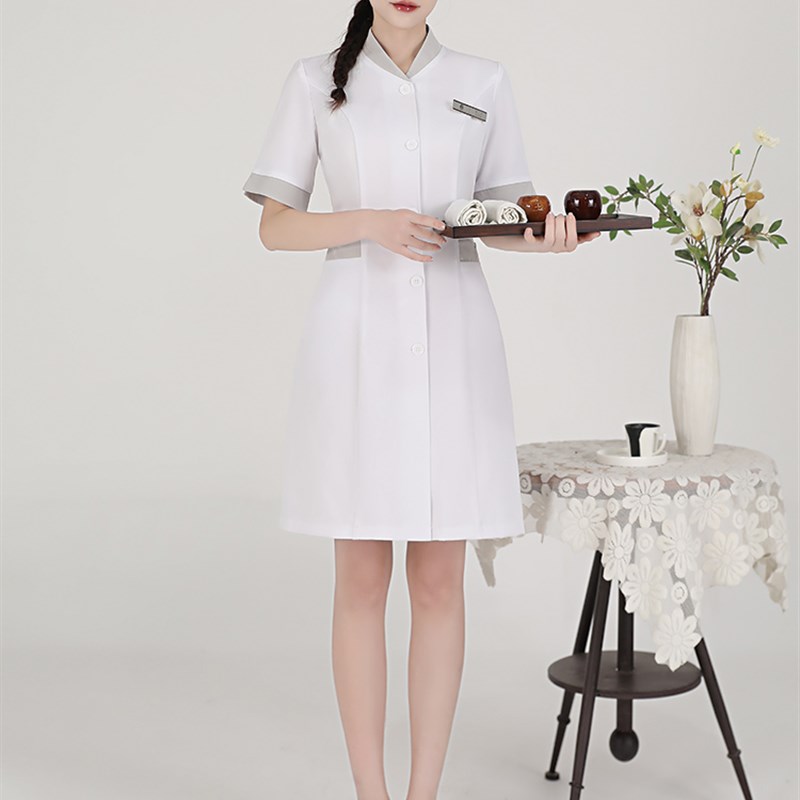 夏季高端美容院养生馆技师工作服女足浴足疗按摩美容师护士连衣裙