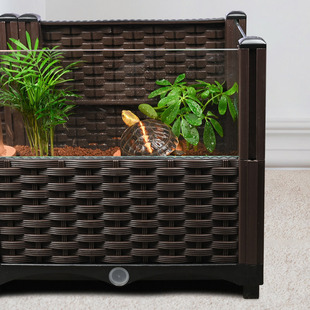 黄缘龟专用缸半水龟饲养箱大乌龟生态养殖箱陆龟造景植物安缘龟舍