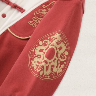 宝宝周岁礼服男宝女宝红色百天衣服龙年新中式秋冬卫衣婴儿连体衣