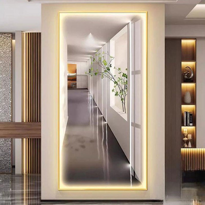 大气延伸空间LED走廊玄关带灯装饰画轻奢高级感石来运转客厅挂画