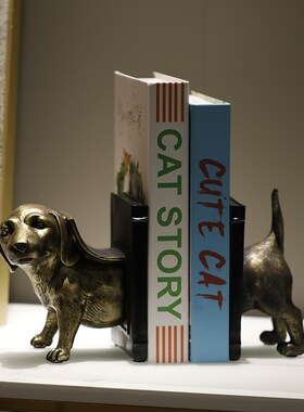 美式创意招财狗书靠书挡书架书房酒柜装饰品摆件办公室书夹摆设