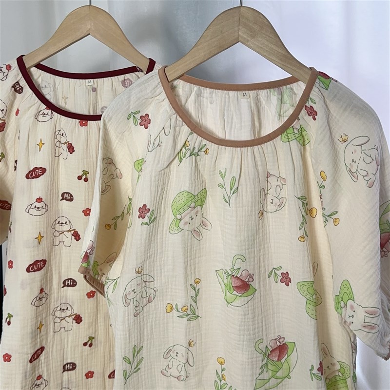 2024新款可爱纯棉睡衣女夏款家居服宽松短袖睡裙