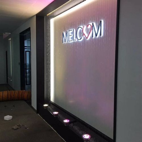 拉线水幕帘数控水帘餐厅大型酒店景观透明拉线水循环流水墙瀑布墙