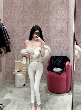 viola【小白裤神话】穿过Zui显瘦的!高腰修身韩风白色高弹牛仔裤