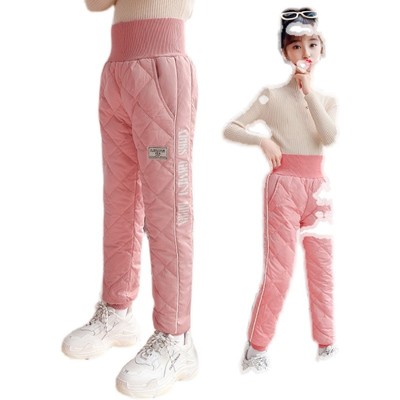 女童保暖裤加绒加厚秋冬季羽绒棉裤子冬天洋气儿童棉裤外穿女大童