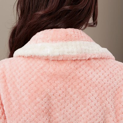 睡袍到脚踝女秋冬季长款浴袍加厚毛毛珊瑚绒孕妇连体睡衣2023新款